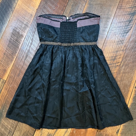 Free People “Christine Crinkle Crepe” Strapless Mini Dress – Black – Size Large - Picture 4 of 8